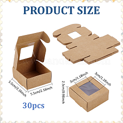 30Pcs Foldable Square Paper Storage Gift Boxes with Visible Window&nbsp;CON-PH0003-62A
