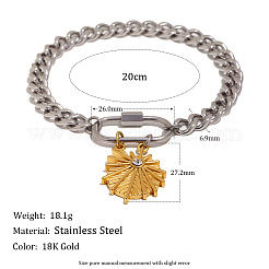 Duo Tone 304 Stainless Steel Shell Shape Charm Bracelets for Women&nbsp;WG49D03-01