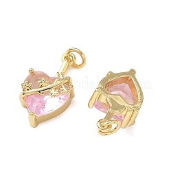 Brass Micro Pave Cubic Zirconia Pendants&nbsp;KK-F930-21G