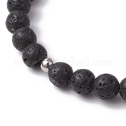 2Pcs Cross Natural Lava Rock & Synthetic Turquoise & Wood Round Beads Stretch Bracelets for Men Women&nbsp;BJEW-JB11832