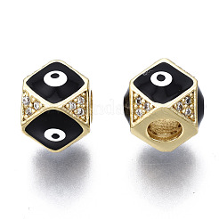 Brass with Cubic Zirconia Rhombus European Beads&nbsp;ZIRC-N039-173-NF