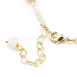 Natural White Shell & Pearl Beaded Bracelet for Women&nbsp;BJEW-T021-01G