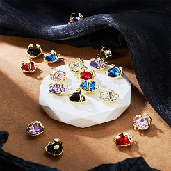 18Pcs 6 Colors Alloy Glass Charms&nbsp;FIND-TA0009-91G