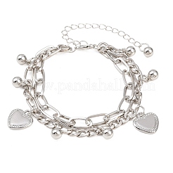 Iron Figaro & Paperclip Chain Double Layers Bracelets Link Bracelets for Women&nbsp;BJEW-A156-01P