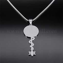 304 Stainless Steel Hecate's Wheel Key Pendant Necklaces for Women&nbsp;FS-WG4FA44-01