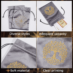 2Pcs 2 Styles Rectangle Gold Stamping Velvet Tarot Storage Drawstring Bags for Divination&nbsp;ABAG-CN0001-54