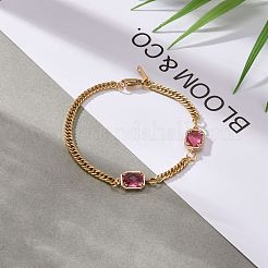 Rectangle with Glass Link Bracelets&nbsp;BJEW-JB06275-05