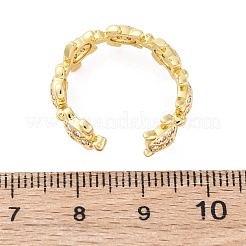 Brass Micro Pave Clear Cubic Zirconia Cuff Rings for Women&nbsp;RJEW-G345-01G