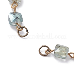 Square Faceted Glass Beaded Link Chain Bracelet Making&nbsp;AJEW-JB01150-52