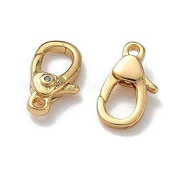 Flat Round Brass Micro Pave Clear Cubic Zirconia Lobster Claw Clasps&nbsp;KK-Z136-22G-01