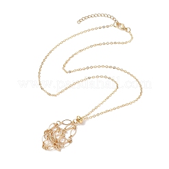 Brass Chains Macrame Pouch Empty Stone Holder for Pendant Necklaces Making&nbsp;NJEW-JN04475-02