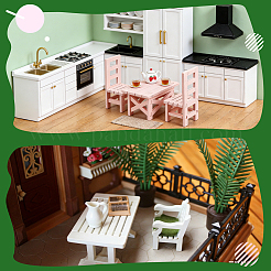 Tables and Chairs Wood Miniature Ornaments&nbsp;AJEW-WH0410-306A