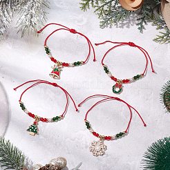 4Pcs 4 Style Christmas Theme Alloy Enamel Charm Bracelets Set&nbsp;BJEW-JB11087