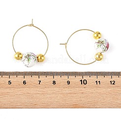 Handmade Flower Printed Porcelain Ceramic Earrings&nbsp;EJEW-JE07440
