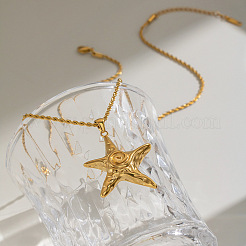 Summer Beach 304 Stainless Steel Starfish Pendant Necklaces for Women&nbsp;FR4508-1