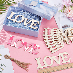 10Pcs DIY Mother's Day Unfinished Wood Word Love Pendants&nbsp;DIY-SP0006-79