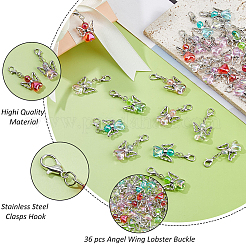 36Pcs 6 Colors Heart Angel Alloy Enamel Pendant Decoration&nbsp;HJEW-FH00125