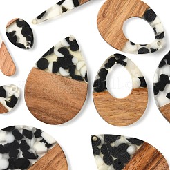 10Pcs 5 Style Resin & Walnut Wood Pendants&nbsp;RESI-LS0001-44
