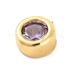 Rack Plating Flat Round Brass Micro Pave Cubic Zirconia Cabochons&nbsp;KK-F874-03G-09