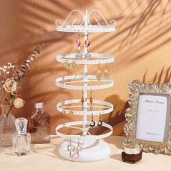 5-Tier Round Rotatable Iron Earring Display Tower Stands&nbsp;EDIS-WH0031-25B