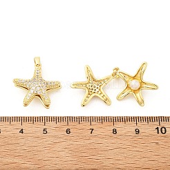 Starfish Brass Micro Pave Clear Cubic Zirconia Pendants&nbsp;KK-G533-27G