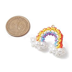 Handmade Glass Seed Beaded Rainbow Pendants&nbsp;PALLOY-MZ00502