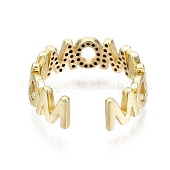 Brass Micro Pave Clear Cubic Zirconia Cuff Rings&nbsp;RJEW-S044-109-NF
