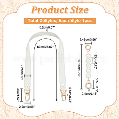 2Pcs 2 Style PU Leather & Round ABS Plastic Imitation Pearl Bag Straps Sets&nbsp;FIND-WR0009-23B