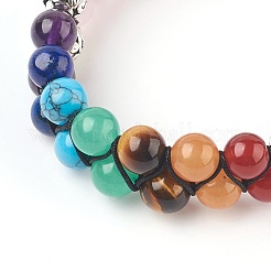 Chakra Natural Rose Quartz Braided Bead Bracelets&nbsp;BJEW-O164-A07