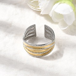 Adjustable 304 Stainless Steel Cuff Rings for Women&nbsp;RJEW-B150-01GP-08