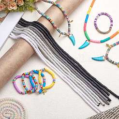 10 Strands 4 Colors Flat Round Handmade Polymer Clay Beads&nbsp;CLAY-SZ0001-99