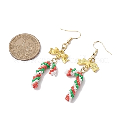 Christmas Theme Glass Seed Beaded Dangle Earrings for Women&nbsp;EJEW-MZ00215