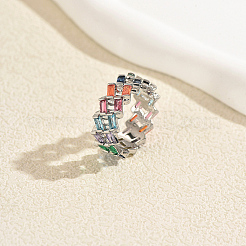 Brass Pave Cubic Zirconia Finger Rings for Women&nbsp;MR6929