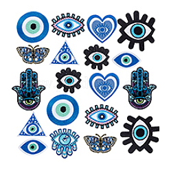 Evil Eye Theme Polyester Computerized Embroidery Iron on/Sew on Patches&nbsp;PATC-WH0014-57