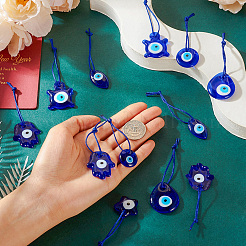 16Pcs 8 Styles Handmade Lampwork Evil Eye Pendants Decorations&nbsp;HJEW-TA0001-17