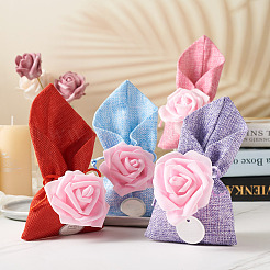 20Pcs 4 Colors Polyester Ramie Blended Yarn Jewelry Drawstring Gift Bags&nbsp;ABAG-BT0001-05