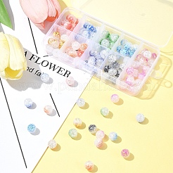 100Pcs 10 Colors Two Tone Spray Painted Crackle Acrylic Beads&nbsp;DIY-FS0006-73