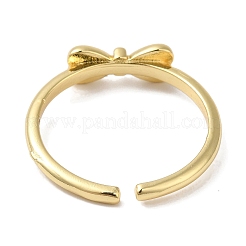 Rack Plating Bowknot Brass Open Cuff Ring for Women&nbsp;KK-B092-39G