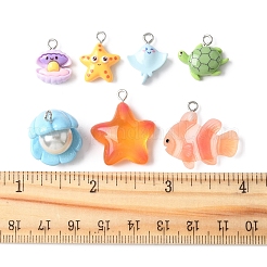 24Pcs 7 Styles Marine Organism Resin Pendants&nbsp;RESI-FS0002-05