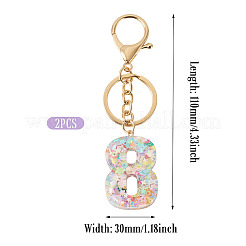 Number 8 Transparent Resin Keychains&nbsp;KEYC-TADJ0001-10H
