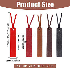 10Pcs 5 Colors PU Leather Bookmark&nbsp;AJEW-GL0003-22