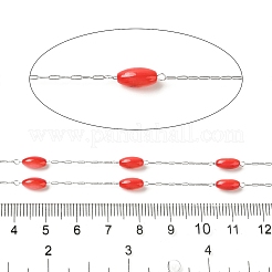 304 Stainless Steel Cable Chains with Dyed Shell Beads&nbsp;STAS-B067-03P-01