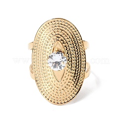 304 Stainless Steel Micro Pave Cubic Zirconia Open Cuff Rings for Women&nbsp;RJEW-K258-15C-G