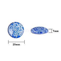 50Pcs Blue and White Printed Glass Cabochons&nbsp;GGLA-SZ0001-23
