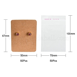 50Pcs Rectangle Blank Paper Earring Display Cards&nbsp;EDIS-YW0001-02