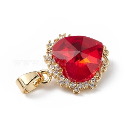 Real 18K Gold Plated Rack Plating Brass Micro Pave Clear Cubic Zirconia Pendants&nbsp;KK-C015-05G-02
