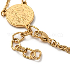 Ion Plating(IP) 201 Stainless Steel Saint Benedict Link Bracelet for Men Women&nbsp;STAS-E160-34G