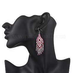 Natural Ruby Rhombus Dangle Earrings&nbsp;EJEW-MZ00567-06