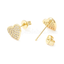 Clear Cubic Zirconia Heart Stud Earrings&nbsp;EJEW-P196-10G