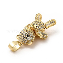 Rack Plating Brass Micro Pave Cubic Zirconia Pendants&nbsp;KK-E072-14G